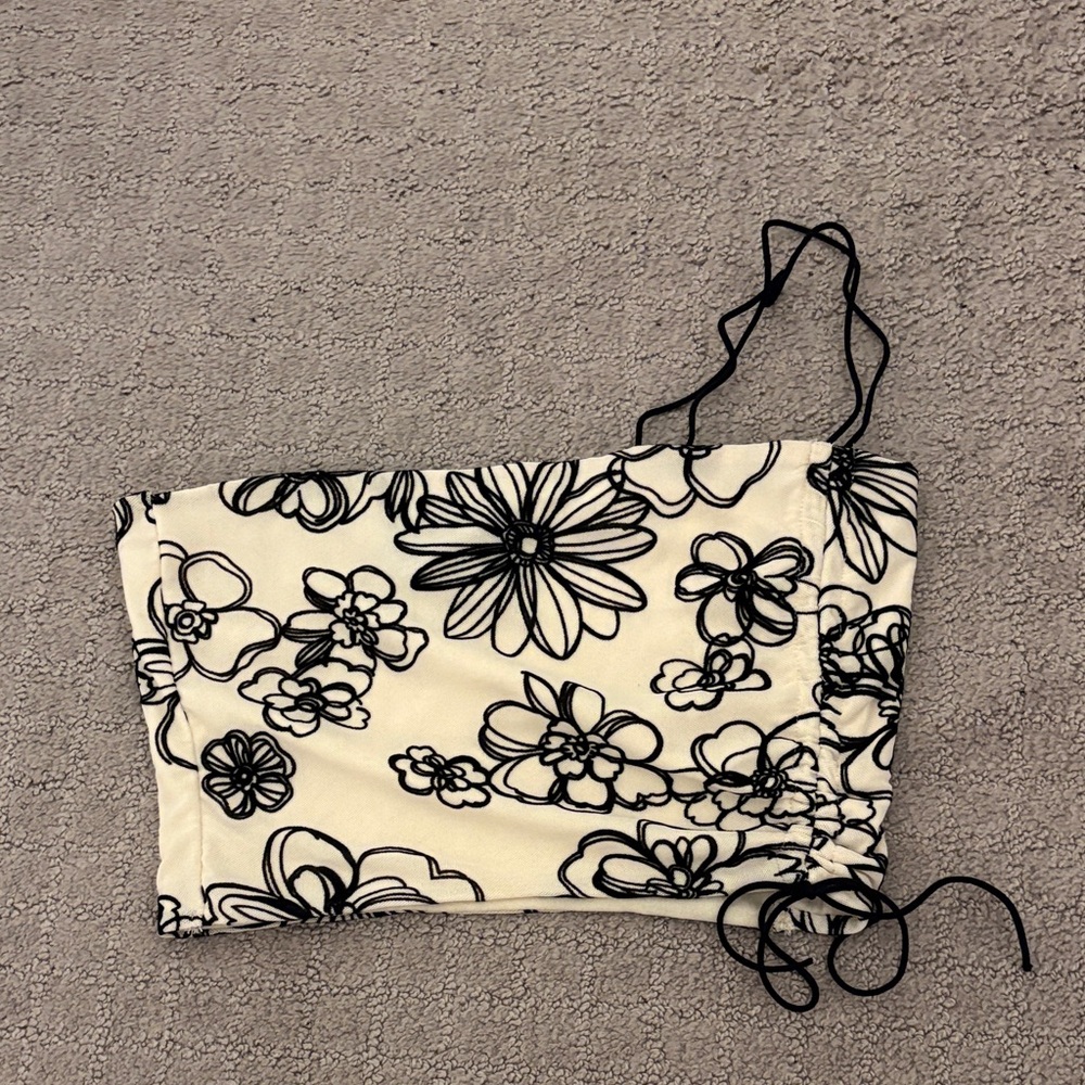 Cider Cream and Black Floral Top